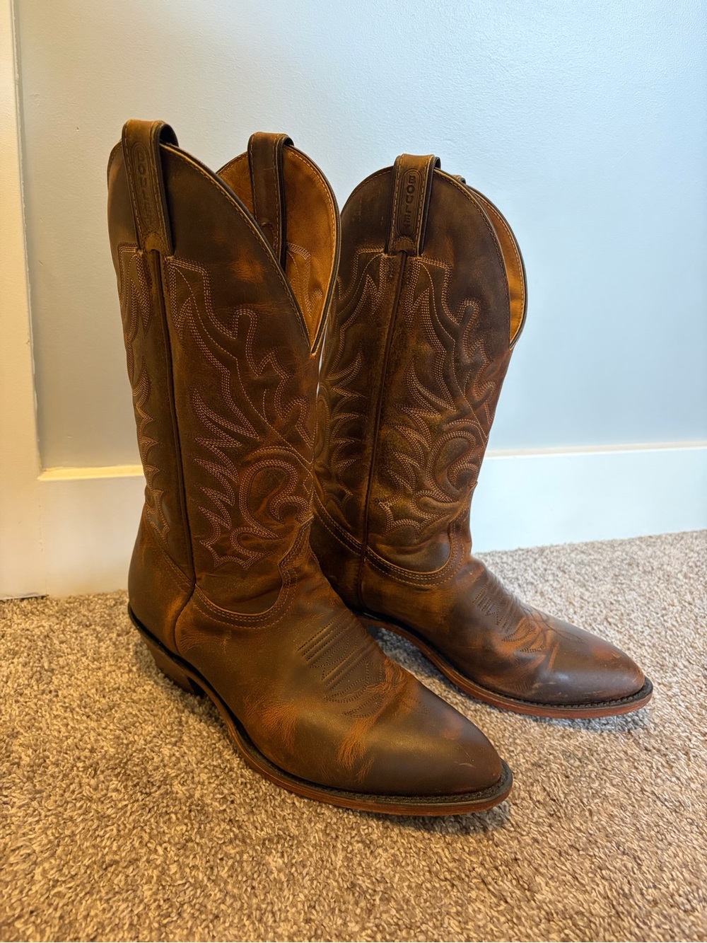 Boulet Brown Leather Cowboy Boots - HANDCRAFTED Made in CANADA *Like New*
